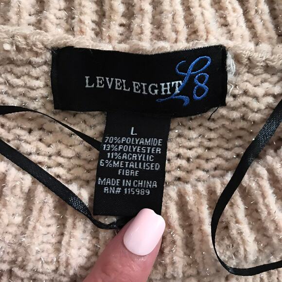 Level Eight Beige Cozy Pullover Knit Cozy Sweater Sweatershirt  Large - Picture 6 of 6